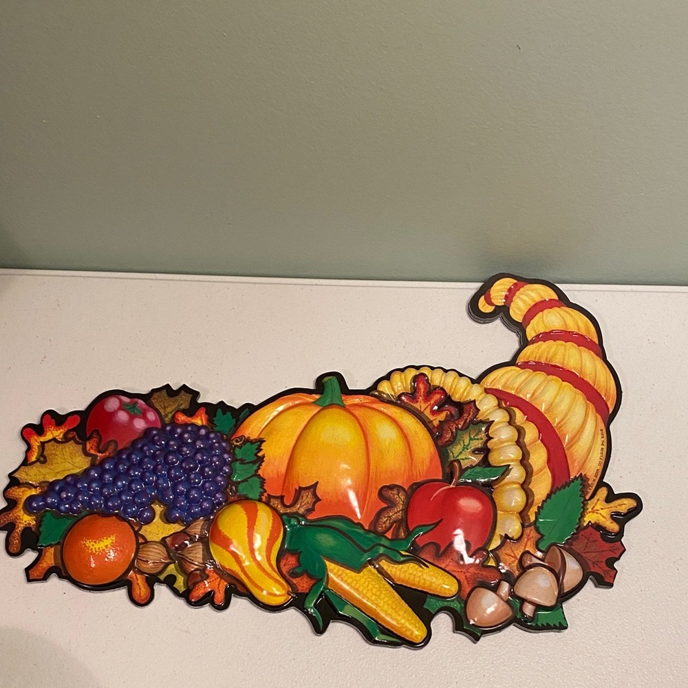 Vintage The Beistle Co. Colorful Molded Plastic Cornucopia Wall Decor